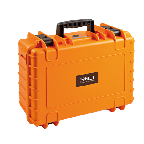 A closed orange colored case.